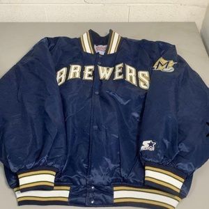 Vintage 90s Starter MLB Milwaukee Brewers Bomber Jacket XXL 2XL Original 1990s